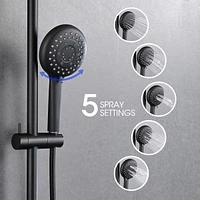 5-Setting Handheld Shower System Slide Bar Combo Rain Showerhead, Dual Shower Head Spa System