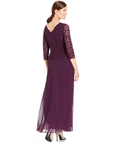 Alex Evenings Women's Sequin Embellished Lace Top Gown