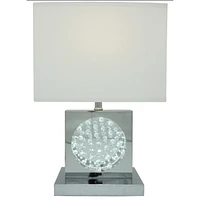 Streamdale Furniture 22"H Chrome Square Crystal Centerpiece With Night Light + Usb Port + Power Outlet