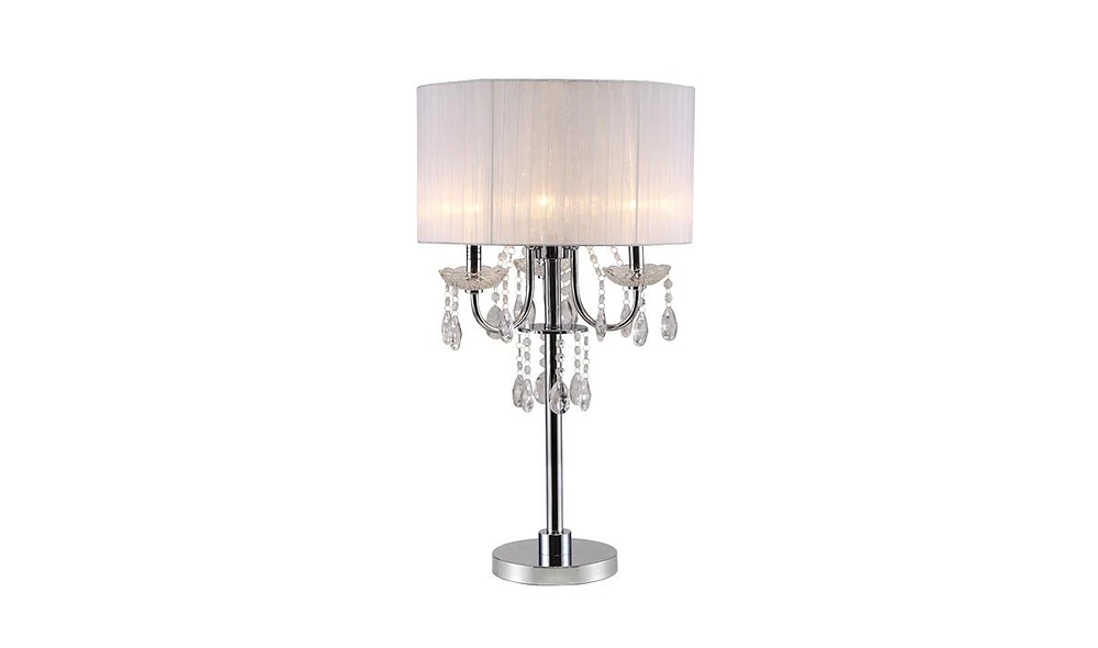 Streamdale Furniture 29.5"H White/Chrome Crystal Inspired Table Lamp (1 Piece)