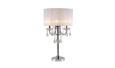 Streamdale Furniture 29.5"H White/Chrome Crystal Inspired Table Lamp (1 Piece)