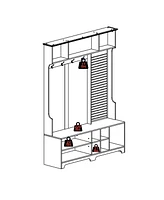 Streamdale Furniture Black Hall Tree with Shoe Bench and Coat Rack