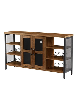 Streamdale Furniture Hazelnut Brown Wine Bar Cabinet & Liquor Credenza