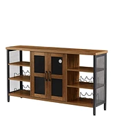 Simplie Fun Hazelnut Brown Wine Bar Cabinet & Liquor Credenza