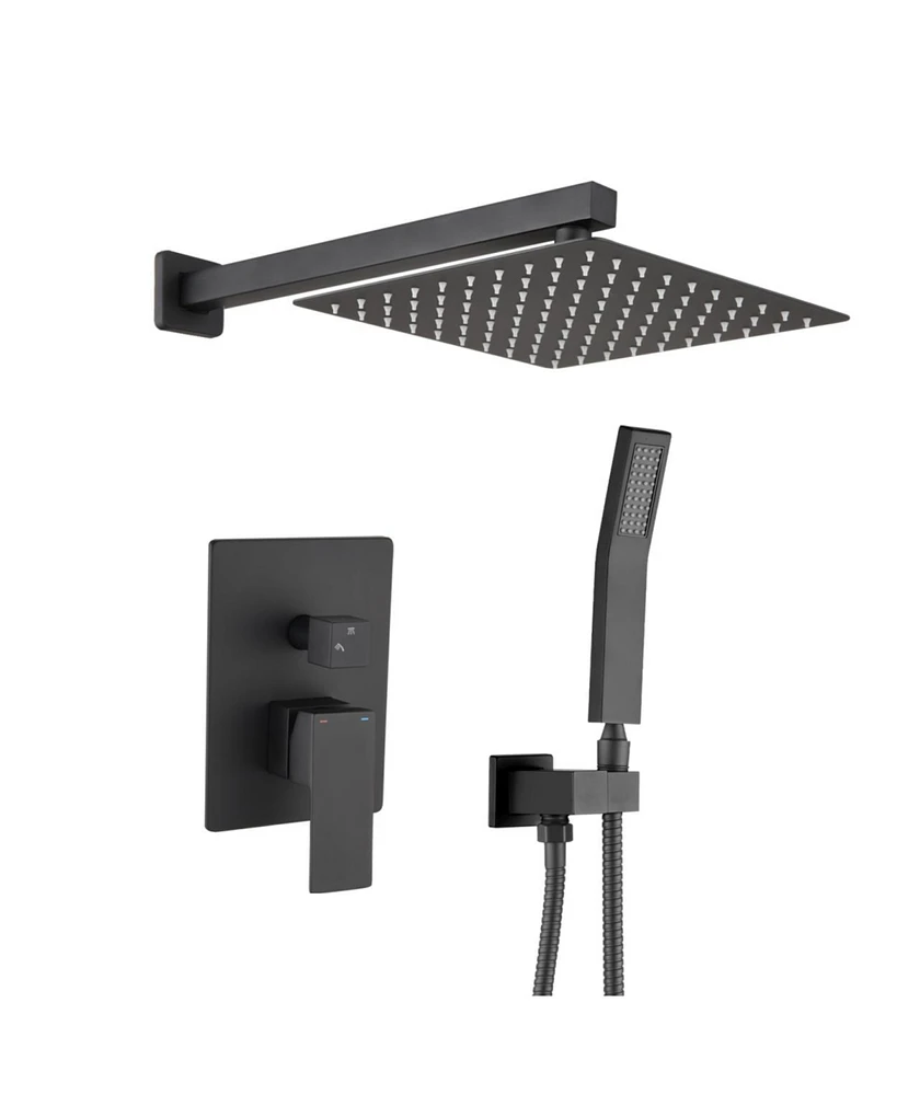 Simplie Fun Matte Black 10" Brass Shower System