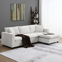 Simplie Fun 100.4x64.6" Modern Sectional Sofa, L-Shaped Couch Set With 2 Free Pillows, 4-Seat Fabric Couch Set