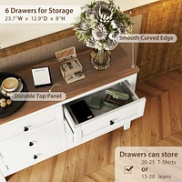 Retro Farmhouse Style Wooden Dresser With 6 Drawer, Storage Cabinet For Bedroom, Anitque Gray