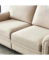 Streamdale Furniture Linen Fabric Upholstery With Storage Loveseat (Beige)