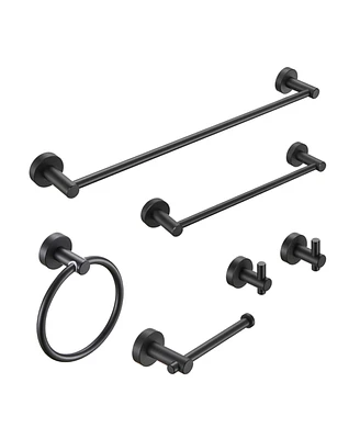 Simplie Fun 6-Piece Matte Black Bathroom Hardware Set