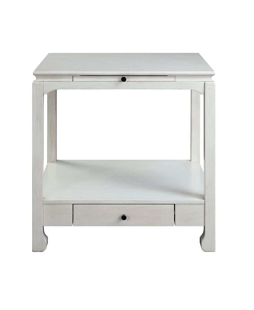 Simplie Fun Seatlas Accent Table, Antique White Finish