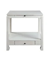 Simplie Fun Seatlas Accent Table, Antique White Finish