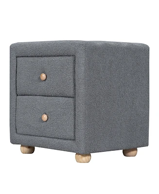 Simplie Fun Teddy Fleece Nightstand With 2 Drawers