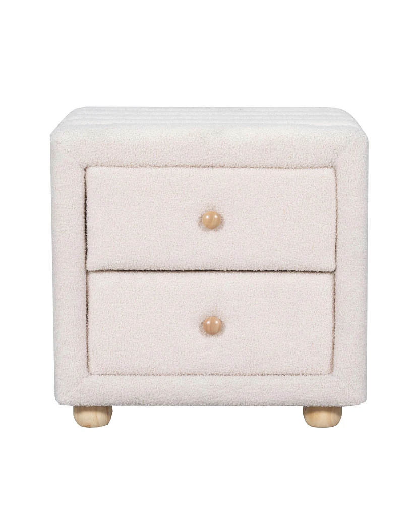 Simplie Fun Teddy Fleece Nightstand With 2 Drawers