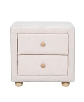 Simplie Fun Teddy Fleece Nightstand With 2 Drawers