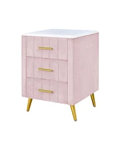 Streamdale Furniture 3-Drawer Upholstered Nightstand with Metal Legs