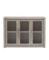 Simplie Fun Wood Storage Cabinet with Tempered Glass Doors