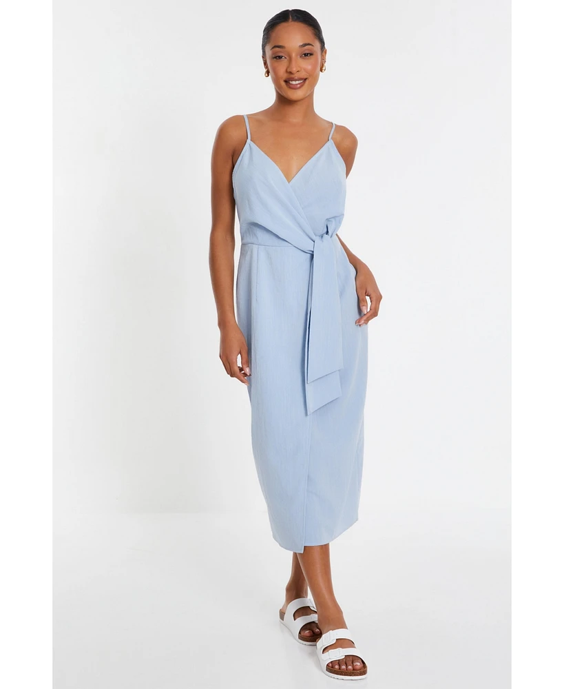 Quiz Women's Linen Wrap Strappy Midi Dress