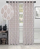 Superior Modern Venetian Damask Jacquard 2-Piece Curtain Panels with Grommet Header Top