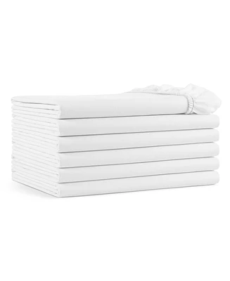 Arkwright Home Lulworth Fitted Sheets (6 Pack), Full Size, Cotton Polyester Blend, White, Color Coded, 200 Thread Count