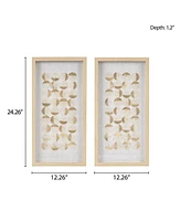 Streamdale Furniture Aurelian Emblem Natural Capiz With Gold Foil 2-Piece Shadowbox Wall Decor Set