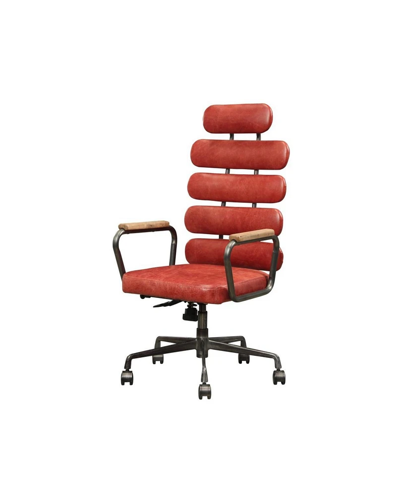 Simplie Fun Calan Office Chair In Antique Red Top Grain Leather