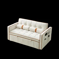 Modern 55.5" Pull Out Sleep Sofa Bed 2 Seater Loveseats Sofa Couch With Side Pockets