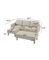 Streamdale Furniture Sectional Sofa Bed, L-Shaped Sofa Chaise Lounge With Ottoman Bench