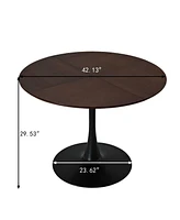 Streamdale Furniture 42.13" Modern Round Dining Table, Four Patchwork Tabletops With Brown Oak