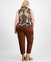 Bar Iii Trendy Plus Size Printed Mesh Tank Top Shine Cargo Pants Created For Macys