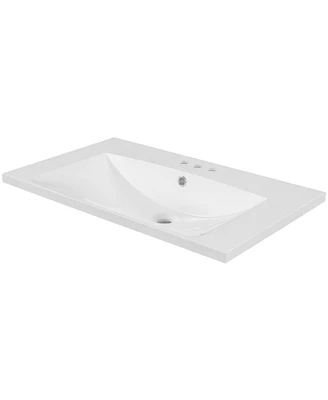 Simplie Fun 30 Single Bathroom Vanity Top With Basin, 3-Faucet Holes, Ceramic