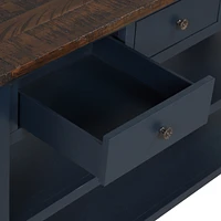 48" Solid Pine Wood Top Console Table, Modern Entryway Sofa Side Table With 3 Storage Drawers