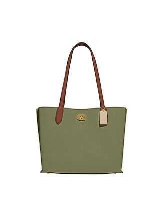 Polished Pebble Leather Willow Tote with Interior Zip Pocket