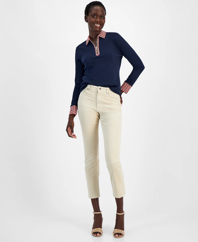 Tommy Hilfiger Women's Straight-Leg Cropped Corduroy Pants