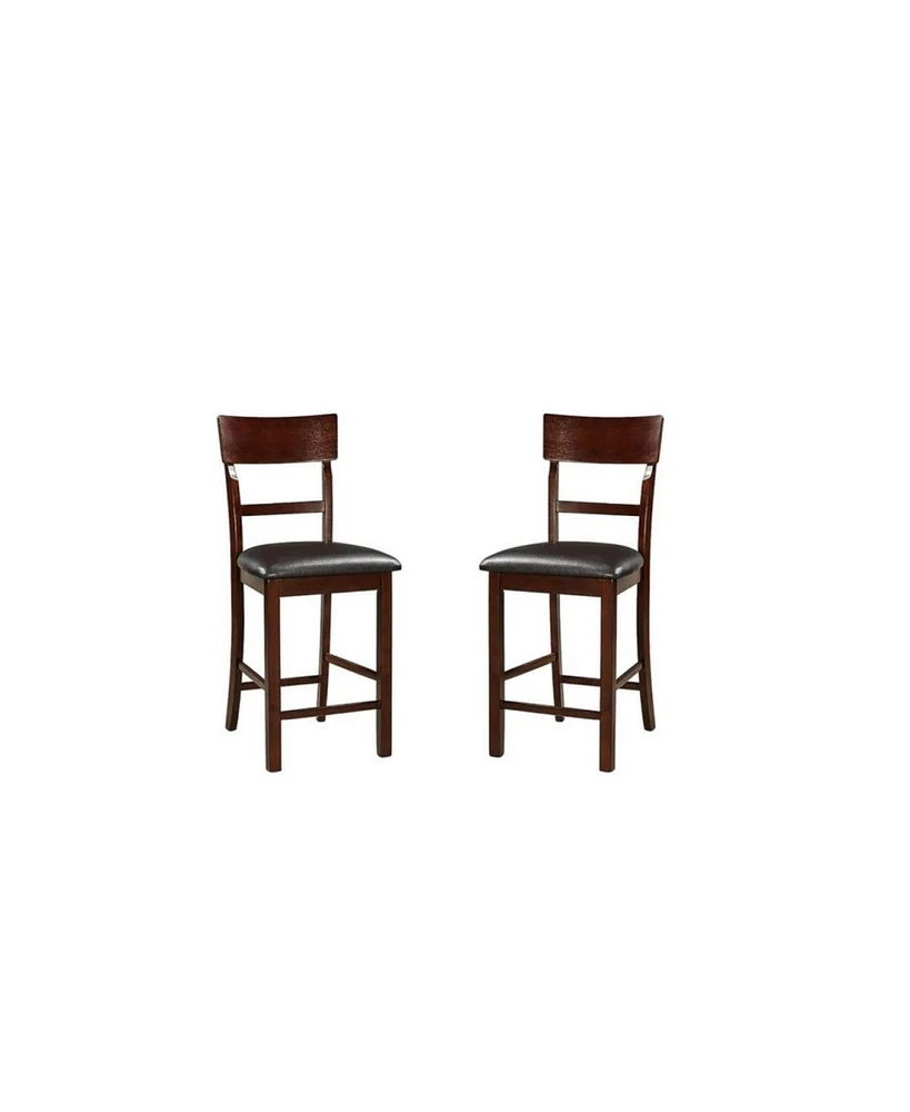 Simplie Fun Set Of 2 Chairs Dining Room Furniture Dark Brown Cushioned Solid Wood Counter Height Chairs