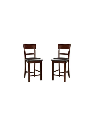 Simplie Fun Set Of 2 Chairs Dining Room Furniture Dark Brown Cushioned Solid Wood Counter Height Chairs