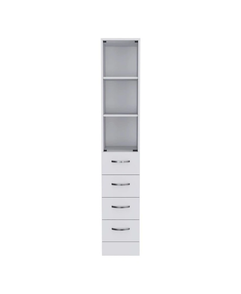 Simplie Fun Vanguard Linen Cabinet, Three Shelves, Four Drawers - White