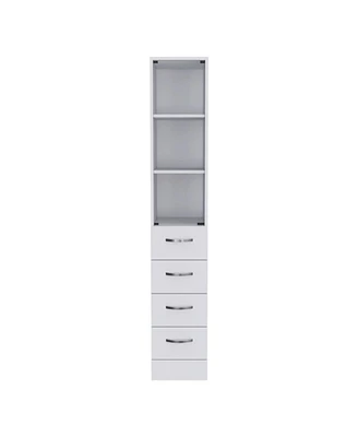 Simplie Fun Vanguard Linen Cabinet, Three Shelves, Four Drawers - White