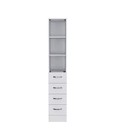 Simplie Fun Vanguard Linen Cabinet, Three Shelves, Four Drawers - White