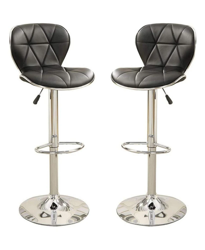 Simplie Fun Adjustable Height Black Faux Leather Stool Set