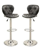 Simplie Fun Adjustable Height Black Faux Leather Stool Set