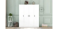 4-Door Wardrobe with 1 Drawer, Gray