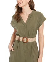 London Times Women's V-Neck Belted Wide-Leg Jumpsuit