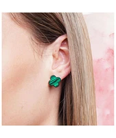 The Lovery Large Malachite Clover Stud Earrings