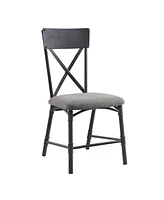 Simplie Fun Edina Side Chair (Set of 2), Gray Fabric, Oak & Sandy Black Finish