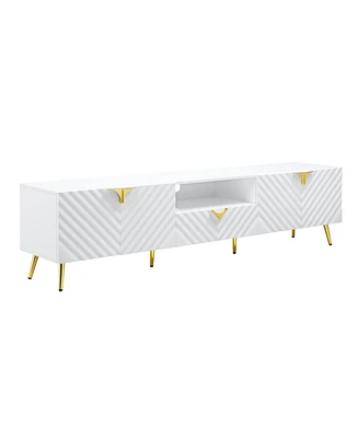 Simplie Fun Gaines Tv Stand, White High Gloss Finish