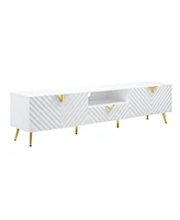 Simplie Fun Gaines Tv Stand, White High Gloss Finish