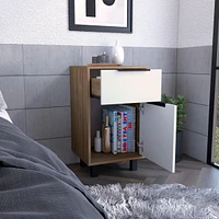 Nightstand Maryland Z, One Drawer, One Cabinet, Pine White Finish