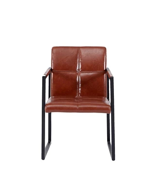 Simplie Fun Brown Pu Leather Dining Chairs Set, Modern European Style