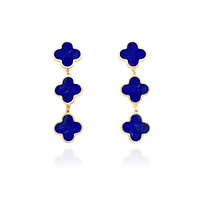 The Lovery Lapis Clover Dangle Earrings 14K Gold