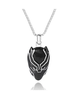 Marvel Men's Black Panther Black Enamel and Stainless Steel Pendant Necklace, 22'' Box Chain